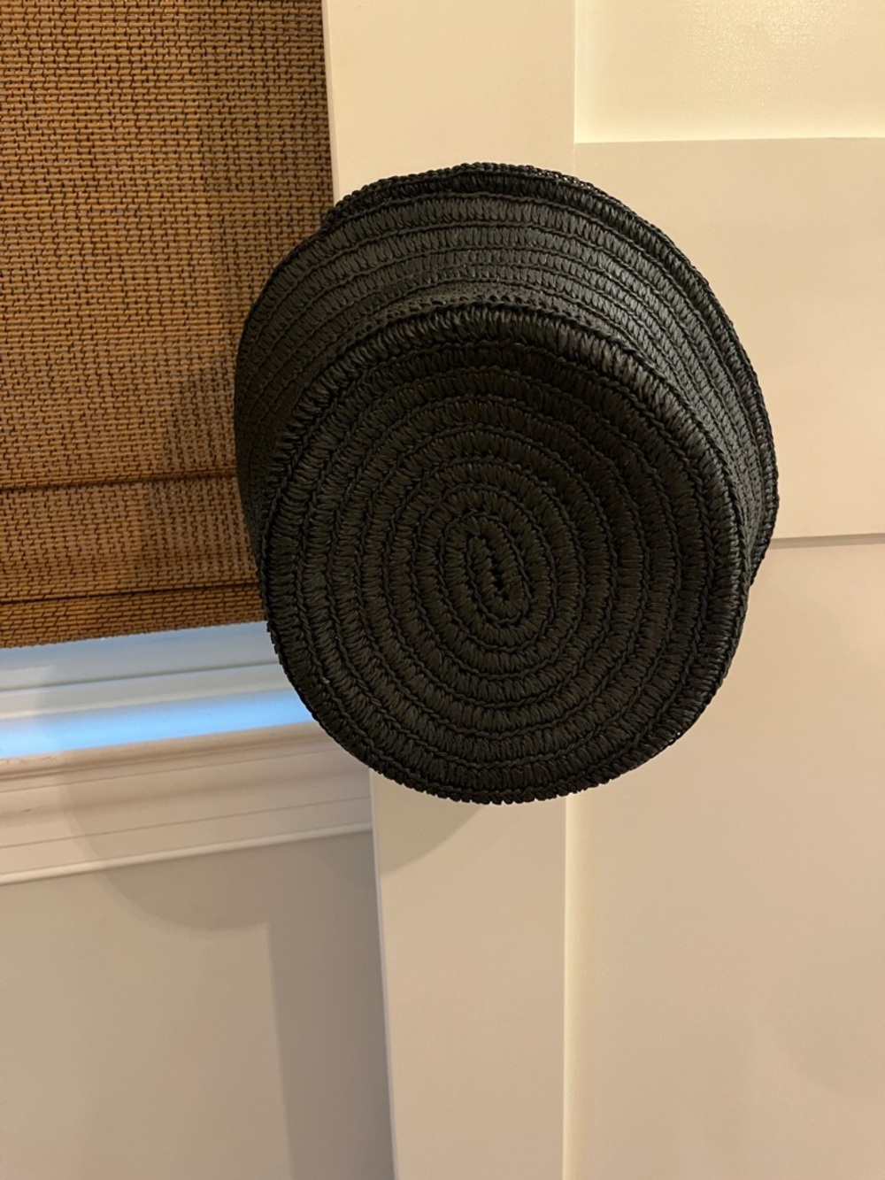 Capelli of New York Black Woven Round Sun Hat